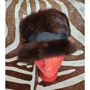 Vintage United Hatters Cap & Millinery Workers Brown Faux Fur Winter Hat Sz S